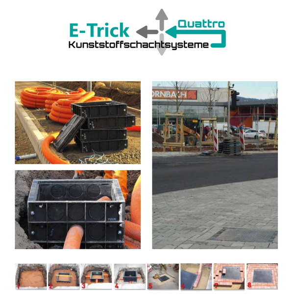 E-TRICK Quattro Kunststoffkabelschacht 1200x600mm mit Boden Kl.B125 befahrbar